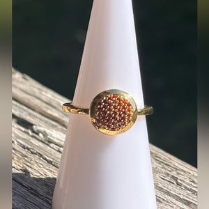 Garnet cubic zirconia ring in 14k yellow gold plated from Ring Bomb size 7
